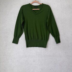 Universal Standard Sweater Womens 2XS Green V Neck Lightweight Knit Pullover